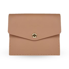 FATASH Women's Credit Card Holder: Slim, RFID-Blocking Envelope Design, Ideal Travel Accessory, Front Pocket Leather Wallet - Peach