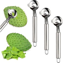 Cactus Peeler Spoon, 3 Pack Stainless Steel Pelador de Nopales, Multifunctional Spoon-Shaped Nopales Peeler, Manual Cactus Thorn Removal Cutter, Portable Kitchen Tools for Cactus Lovers (3PCS)