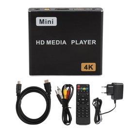 Mini 4K HD Media Player HD Multimedia Interface AV USB Storage Card IR Interface Full HD Digital Media Player with Remote Control EU Plug