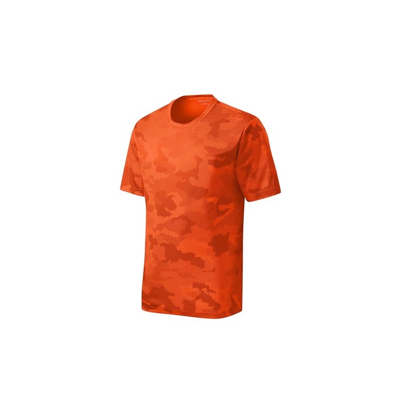 SPORT-TEK Youth CamoHex Tee Neon Orange