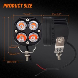 Szdystar LED Red Offroad Driving Fog Lights Pod Lights Auxiliary Work Lights 2Pcs 40W 3Inch Red Hunting Fishing Lights fit for Fish Pig Truck Deer Hog Predator ATV 4WD Truck Trator Cart Boat Golf