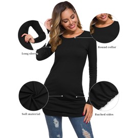 TORARY Plain T Shirts Fall Tops Fashion for Women 2022 Womens Fall Clothes Loose Fit Tops Dressy Casual Long Sleeve Shirts For Women To Wear With Leggings Tunic Tops Grey M