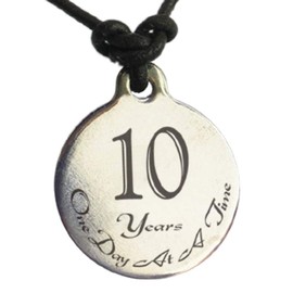 Serenity is Forever 10 Year Sobriety Anniversary Medallion Leather Necklace