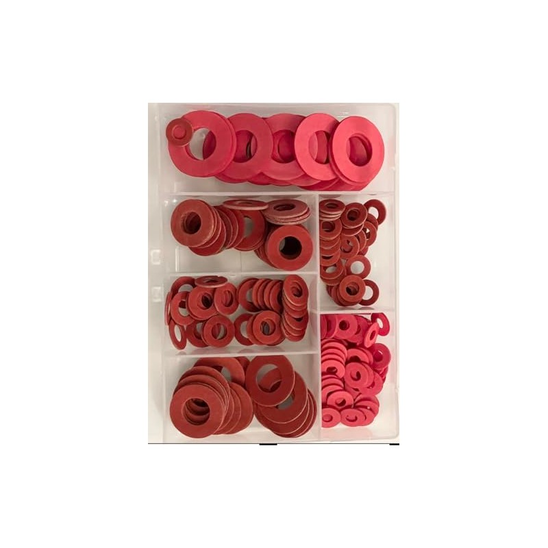 170pcs Red Fibre Washers Assortment Kit, Multi-Size Plumbing Gaskets Set