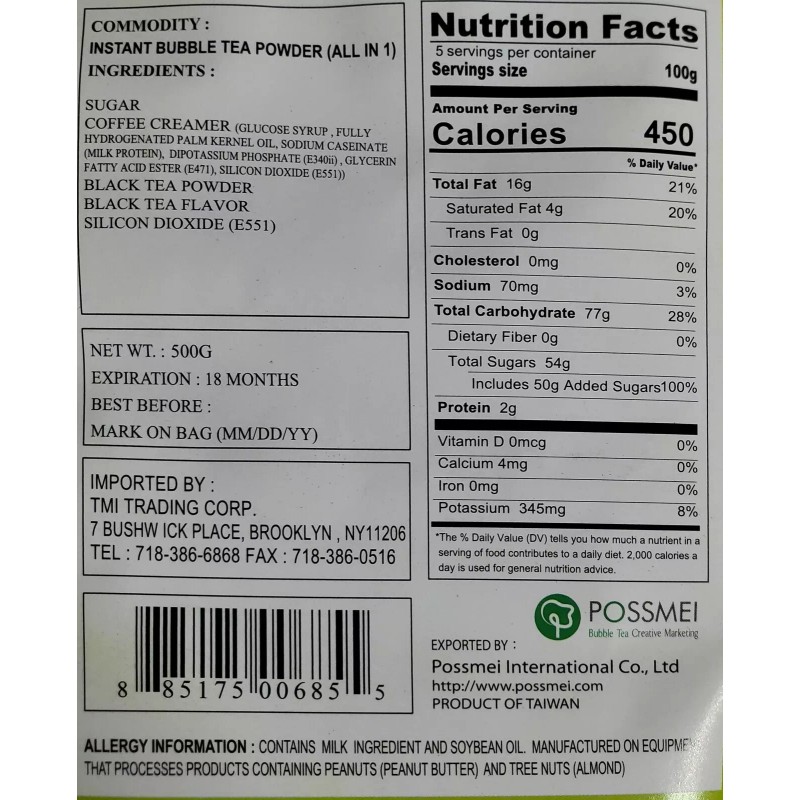 Possmei Bubble Tea Mix Instant Powder Boba Tea Drink Mix.