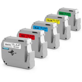 PT-M95 Label Tape Ptouch M Tape Replacement for Brother P Touch M Tape 12mm 0.47“ M-K231(M-K231s) M-K431 M-K531 M-K631 M-K731 for PT-M95 PT-70BM PT-90 PT-70 PT-80 PT-85 PT-65 (5-Pack)