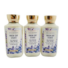 Bath & Body Body Lotion, 24 Hour Moisture, 8 oz / 226 g, 3 Pack (Full Size, FRESH CUT LILACS)