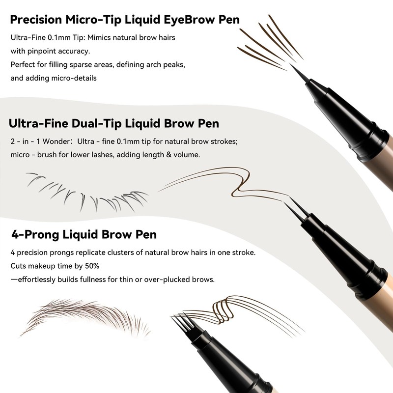 MAANGE Eyeliner with 2 Liquid Brow Set, Ultra-fine Waterproof Black