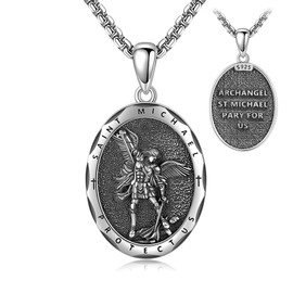 URONE St. Michael-Anhänger für Männer Sterlingsilber Amulett Medaille Schutzanhänger Religiöser Schmuck Geschenke für Männer