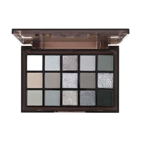 15 Colors Smokey Eyeshadow Palette, Silver Glitter & Matte Eye