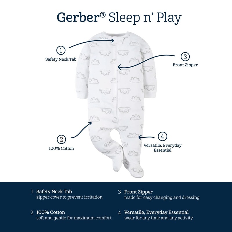 Gerber Paquete de 2 Pijamas Sleep 'N Play para bebés,