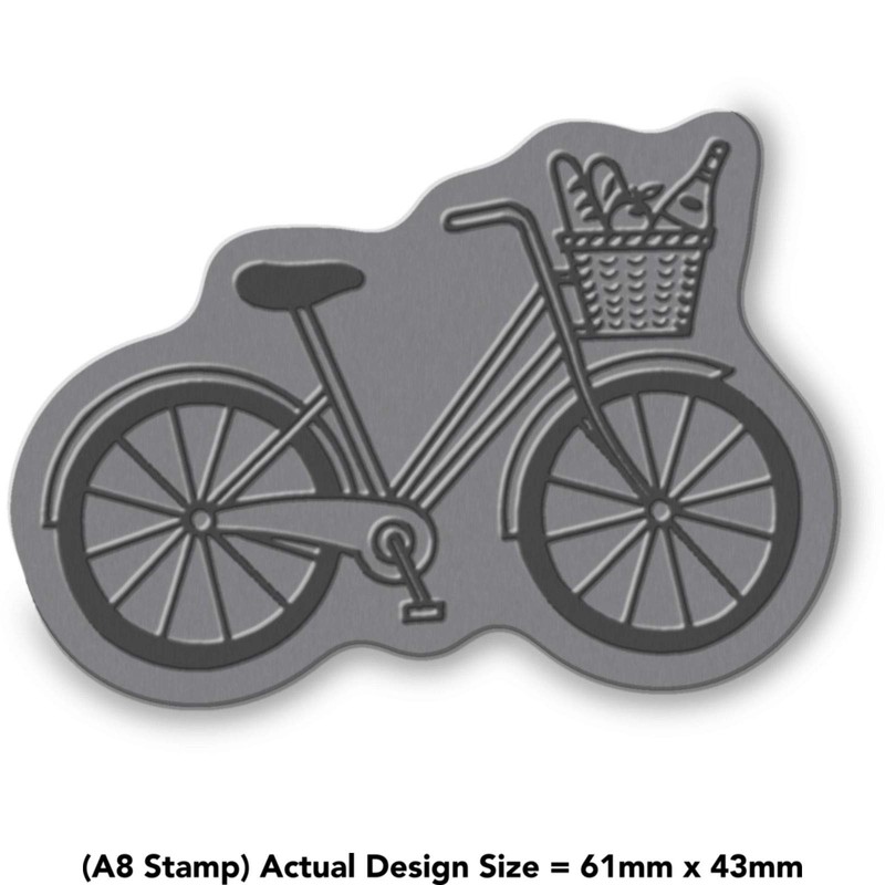A8 'Bike With Groceries' Unmounted Rubber Stamp (RS00035195)