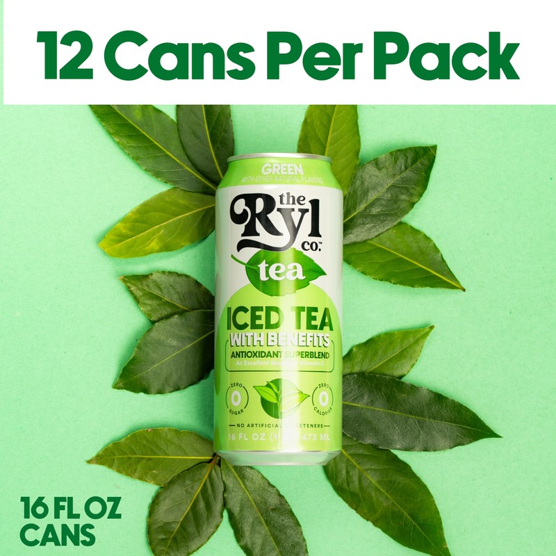 Ryl Iced Tea, Green, Antioxidant Superblend, Zero Sugar, Low Carb,