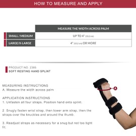 OTC Soft Resting Hand Splint, Night Immobilizer for Wrist, Fingers and Thumb, Stroke Hand, Black, Small-Medium