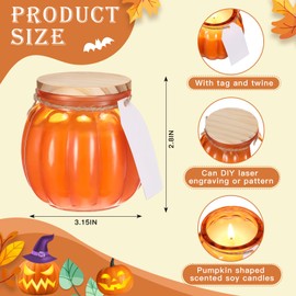 MTLEE 6 Pcs Fall Pumpkin Shaped Candles Pumpkin Spice Scented Candles Glass Jar with Wood Lids Aromatherapy Candles Gifts Set of Women Men for Thanksgiving Day Home Farmhouse Decorations