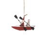 Shoeless Joe Snowman and Santa in Kayak Christmas Tree Decoration