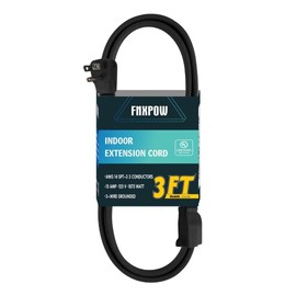FNXPOW 3 Ft Heavy Duty Appliance Extension Cord - 14 Gauge 3 Prong SPT-3 Cable Wire, Ideal for Air Conditioners, Refrigerators, and Major Appliances - Indoor Use, Black