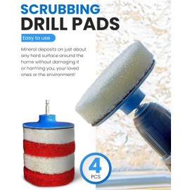 Bring It On Cleaner Hard Water Stain Remover for Glass, Soap Scum remover for Shower glass, Fiberglass, Windows, Tile and Grout Cleaner, Water Spot Remover for Glass Includes Scrubbing Drill Pads