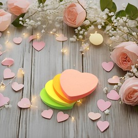 Sticky Notes 400 High Quality Colours Removable 76x76mm 4 Pads of 100 Sheets Blue Orange Pink Green Yellow (Heart Neon | 4 Pads)