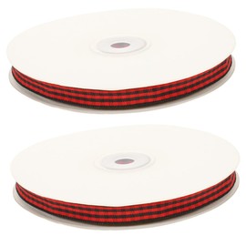 TEHAUX 2rolls Checkered Ribbon for Christmas Crafts Xmas Ribbon Decor for Wrapping Party Decorations and Tree Embellishments