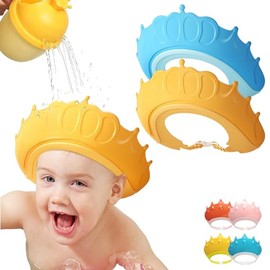 2 Piezas Gorro de Baño para Niños, Gorro de Ducha Impermeable para Niños, Gorro de Lavado de Silicona con Protección para Los Oídos y Los Ojos, Longit