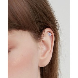 COCHARM 16g Marquise Flower Conch Earring Stud for Women Flat Back 10mm Conch Piercing Internally Threaded Conch Jewelry 16g Conch Studs