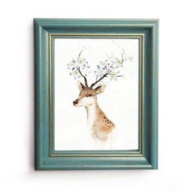 Huixiang Vintage Retro Rustic Photo Frame for Photos, Can be Hung up or Stood up, Beautiful Gift for Mother's Day / Wedding Anniversary, Turquoise / Blue, 13x18cm