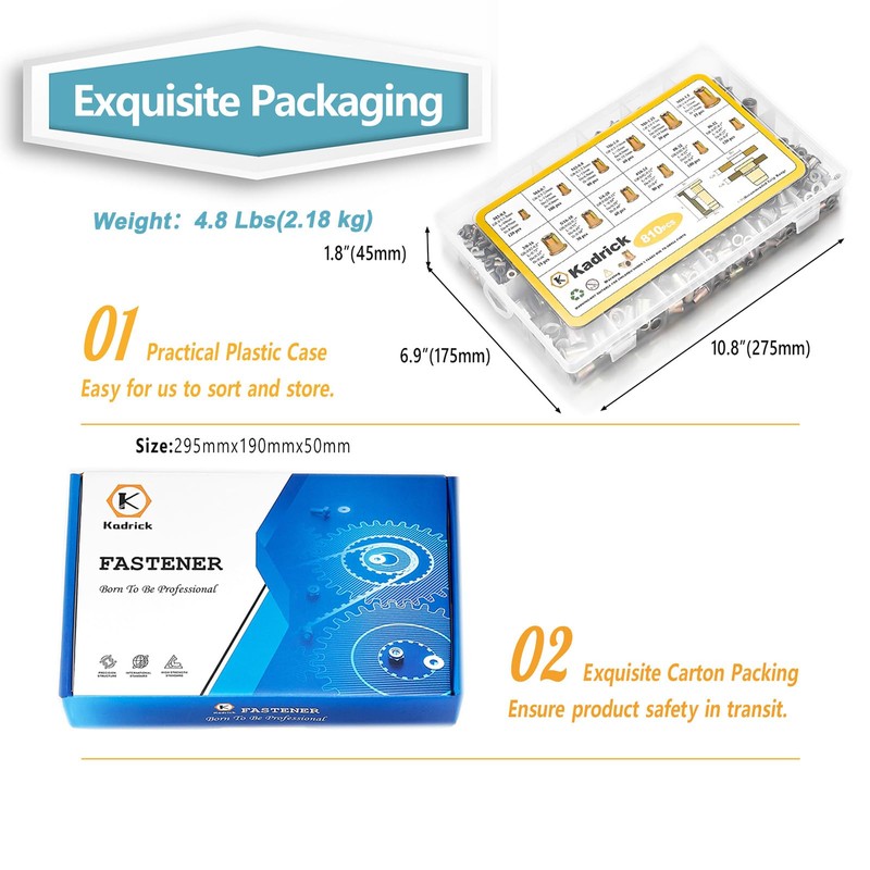 Kadrick Rivet Nut Kit, 810pcs SAE & Metric Rivet Nut
