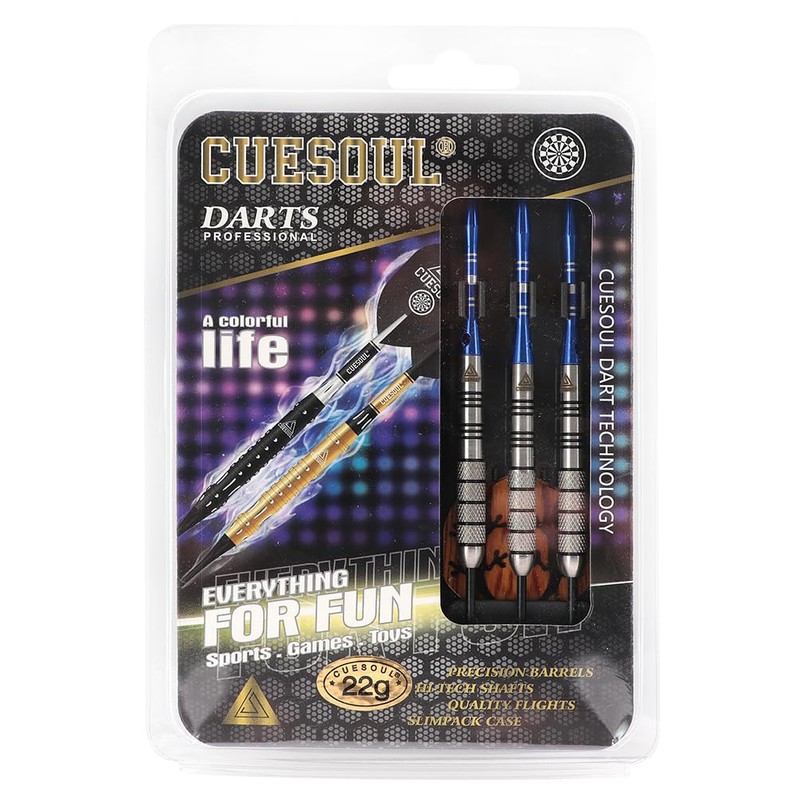 CUESOUL Tungsten Steel Tip Darts Set 95% Tungsten-22 Grams Tungsten