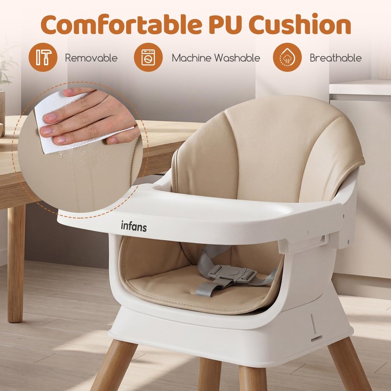 INFANS Baby High Chair, 9 in 1 Convertible Highchair for