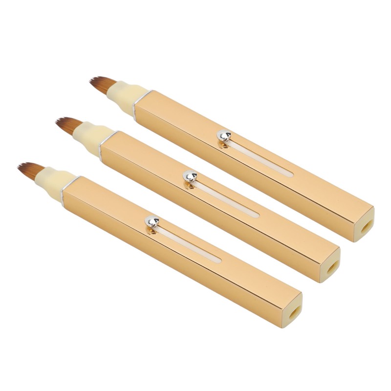 3pcs Gold Retractable Lip Brush Portable Soft Hair Double Ended