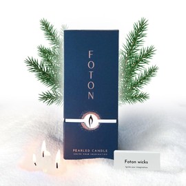 Foton Pearled Candle 18 Oz - Festive Fir Christmas Tree Scented Non Toxic Luxury Powder Candles - Lasts up to 120 Hours - Refillable Candle Sand with 30 Candle Making Wicks