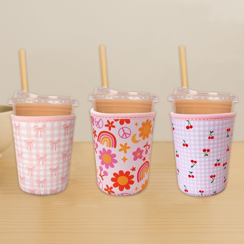 Reusable Insulated Neoprene Iced Coffee Cup Sleeve, Durable Drink Sleeve