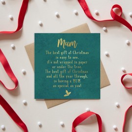 Mum Foil Christmas Card | gold foil green luxury Christmas Card with poem | special card for Mum at Christmas