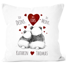 SpecialMe® Cushion Cover with German “Ich Deins, Du Meins, Wir Eins.” Text, Panda Bear, Love Gifts [Customisable]