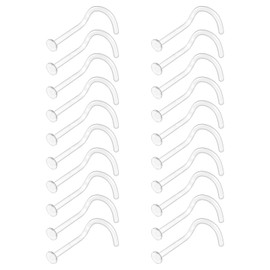 AceFun 20G Clear Nose Stud hide piercing for school Work Daily plastic Corkscrew invisible Nose Stud Piercing Retainers flat back Bioflex Plastic Nose studs for women men Flat Top 20 Gauge(0.8mm)