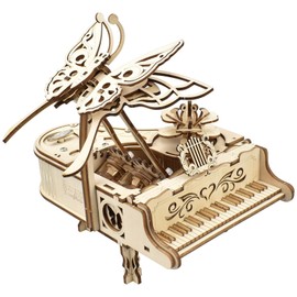 3D Wooden Brain Teaser Puzzle for Teen Adult Wooden Music Boxes Piano Model Kits for Adults DIY Building Wood Crafts Mechanical Puzzle Building Kits for Kids Age 8+Years Old