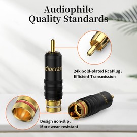 Tertullus 4 Pcs Rca Plugs Gold Plated Rca Connectors Adapter For Cable Up To 8 mm (Solder Type)
