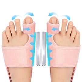 Hallux Valgus Correction Splint, 2 x Day & Night Toe Straightening for Men & Women, Non-Slip Bunion Toe Separator, Hallux Valgus Bandage to Protect the Big Toe, with 2 Heel Adjustment Straps