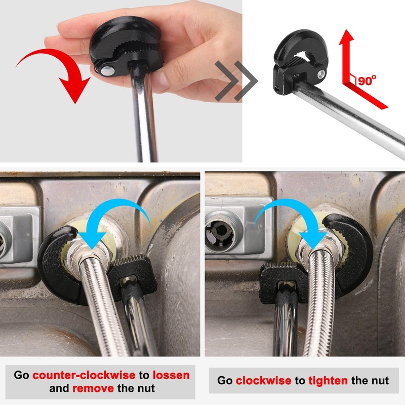 HAUTMEC PL0024 10" Basin Wrench Sink Faucet Wrench for Tight