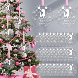 36 Pcs Roowest Christmas Cheerleading Ornament Xmas Acrylic Cheerleader Coach Ornament for Christmas Tree Believe It Dream It Achieve It Cheerleading Coach Gift (Cheerleader Style)