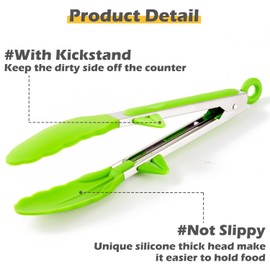 9" Kitchen Tongs, 3Pcs Tongs for Cooking with Silicone Tips, Food Grade Small Silicone Tongs, Mini Serving Tongs for BBQ Salad(Black,Red,Green)