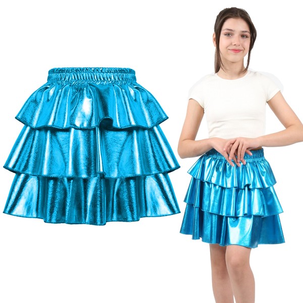 ERDEM KIDS Girls Metallic Skirt 3-Layer Ruffle Sparkly Shiny Dance