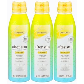 ZompoZ After Sun Spray with Aloe Vera and Menthol, 5.5 oz, Pack of 3, Cooling Mist for Sunburn Relief, Tan Extender and Skin Hydration, Continuous Spray, Non-Greasy, Hypoallergenic