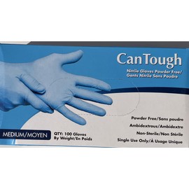 Can Tough Nitrile Glove Powder Free Medium, Latex Free, 100pcs, Blue, 4.5 gm