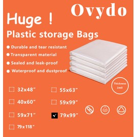 Clear Giant Storage Bags 79 x 99 Inches Extra Large Plastic Bags for Furniture Moistureproof, Dustproof, Industry, Agriculture Use and more (5 Pack)