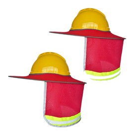 XIAKE Hard Hat Sun Shade Full Brim Mesh Neck Sun Shield with Reflective Strips Neck Sunshade Cover, Pack of 2 (2 Packs Red)