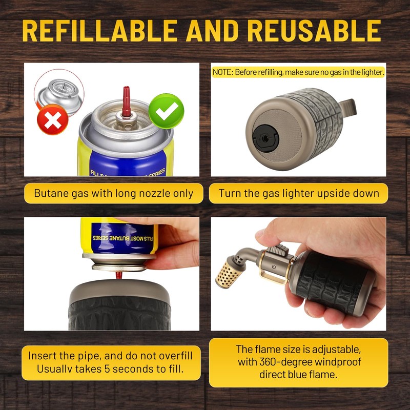 Blow Torch, Professional Kitchen Cooking Butane Torch with Safety Lock
