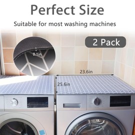 2PCS Washer and Dryer Covers for the Top 25.6'' x 23.6'' Non-Slip Dust Cover Pad for Washer and Dryer, Dust-Proof & Quick Dryer Top Protector Mat for Laundry Kitchen Home