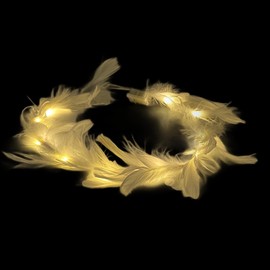 LED Hair Wreath "Feather" with White Feathers for Wedding Christmas Advent Party Decoration Carnival Hen Party Hair Accessories Headband